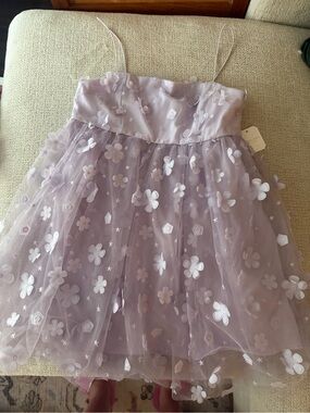 Altar'd State Lilac Floral Appliqué Mini Dress
